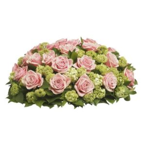 rouwbiedermeier roze bloemen