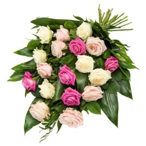 rouwboeket gemengde pastel rozen