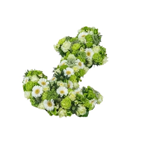 Rouwanker opgemaakt met verse bloemen. voor een uitvaartdienst in Amsterdam