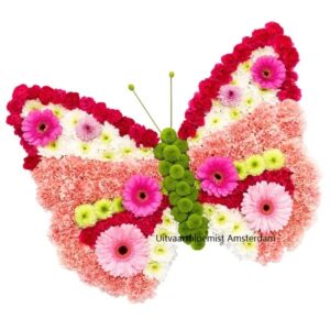 vlinder roze bloemen